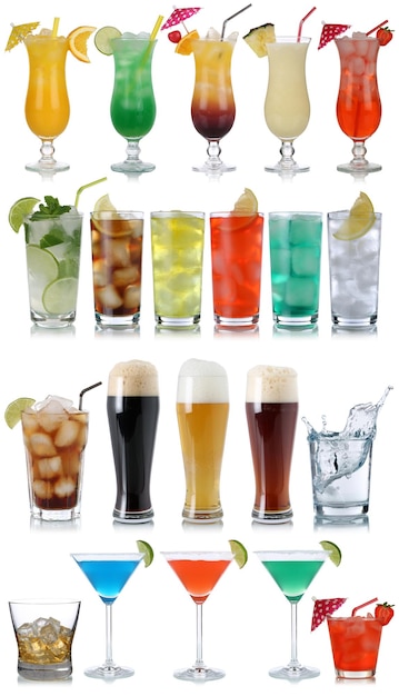 음료 칵테일 콜라 맥주 물과 위스키 세트