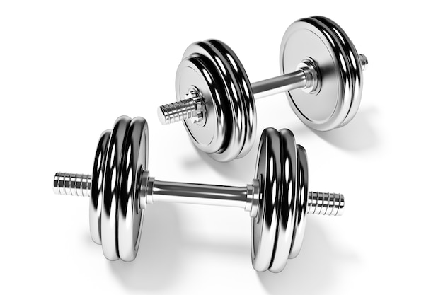 Set of dumbells on white