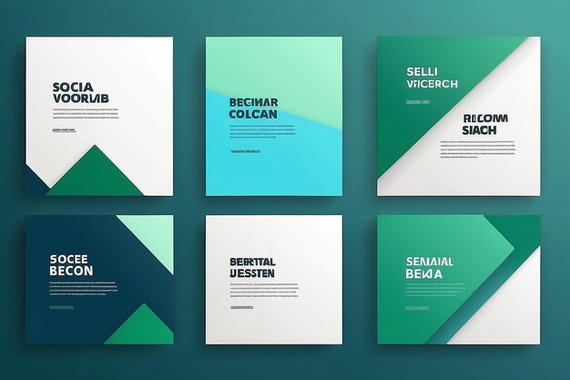 Photo set of editable minimal square banner template green and blue background color with stripe line shape