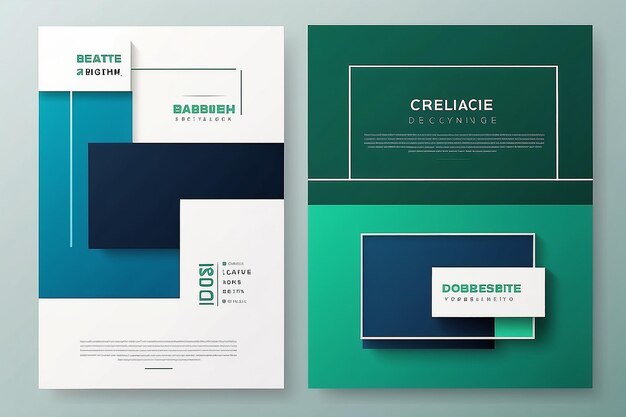 Photo set of editable minimal square banner template green and blue background color with stripe line shape