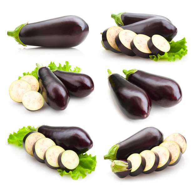 Set of eggplant images