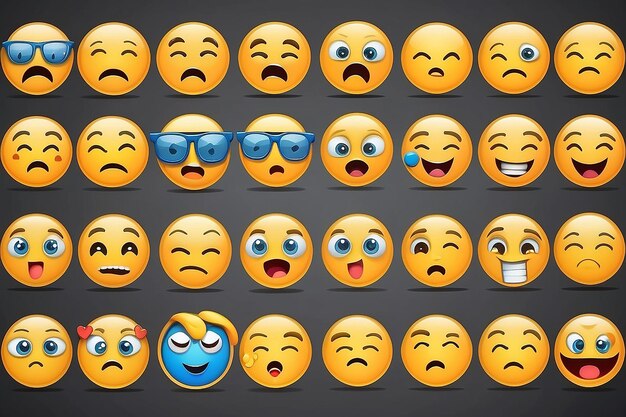 Foto set di emoji con umore triste e felice