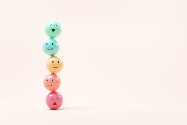 Photo set of emoji emoticons with sad and happy mood