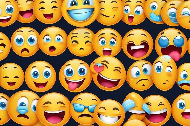 Set of emoji emoticons with sad and happy mood