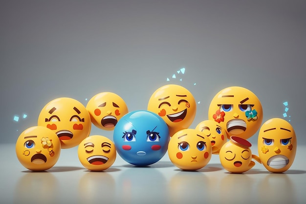 Foto set di emoji con umore triste e felice