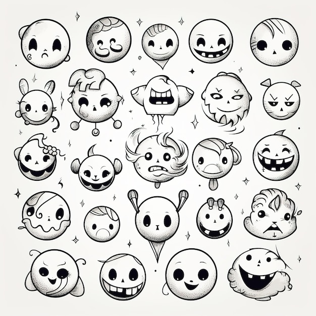 Photo a set of emoji face