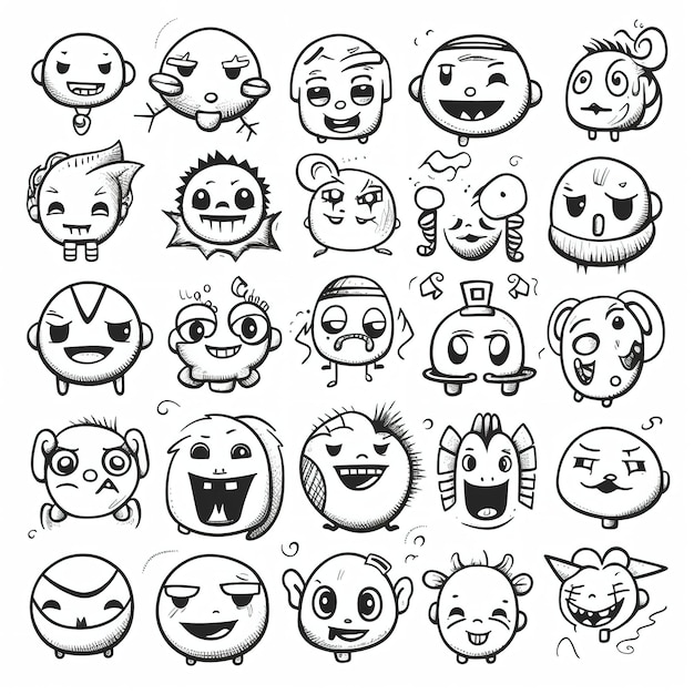 Photo a set of emoji face