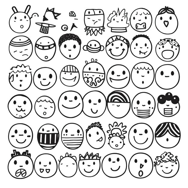 Photo a set of emoji face