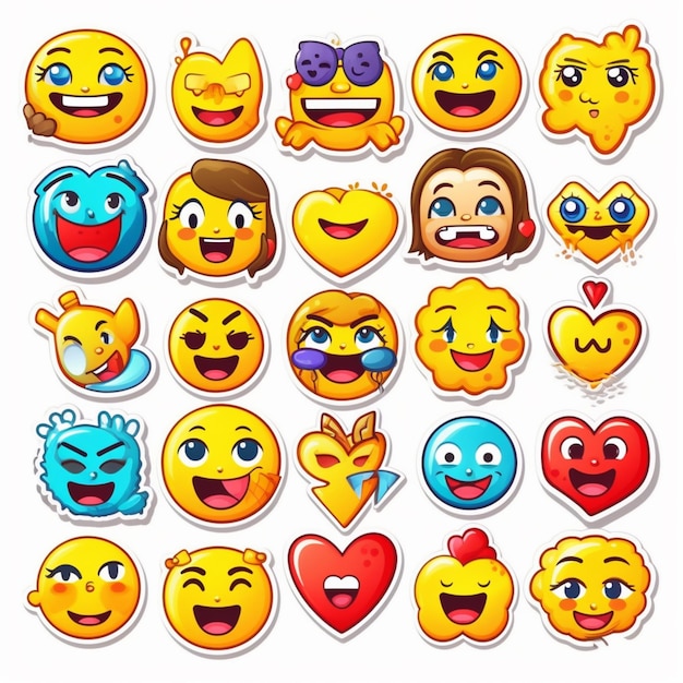 A set of emoticions of different emotions generative ai