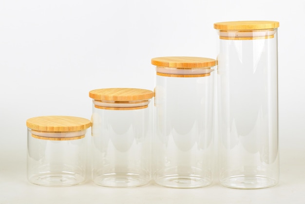 Set of empty jars for spices and cereals