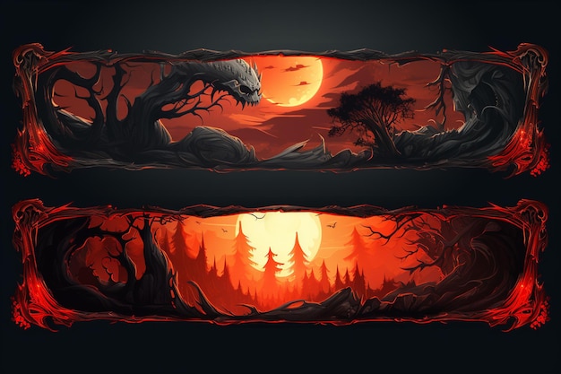 Photo set of fantasy banner vector illustration