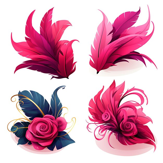 Photo set of fascinator socialites item flamboyant design decorative he 2d asset design clipart flat