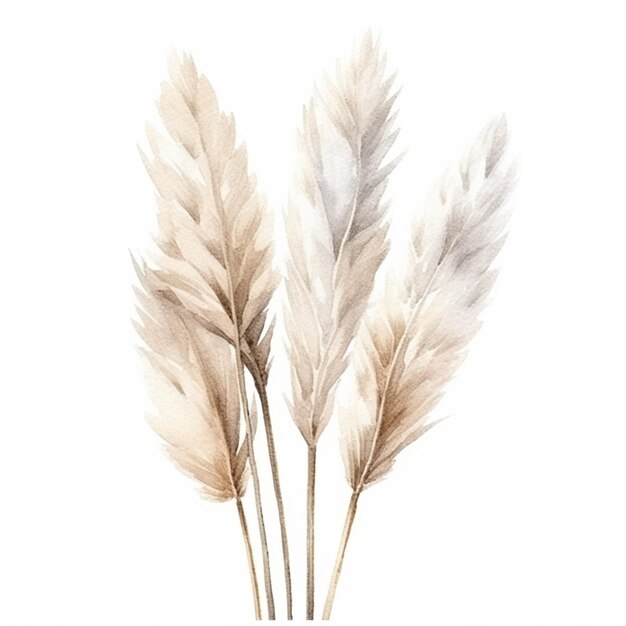 A set of feathers on a white background.