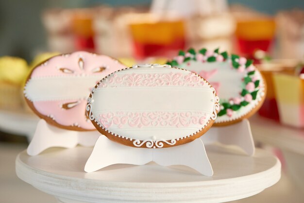 Set of a festive glazed cookies