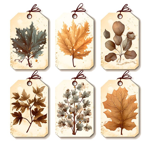 A set of fig tree shop tag card textured brown cardstock tag card fig 2d flat clipart design art