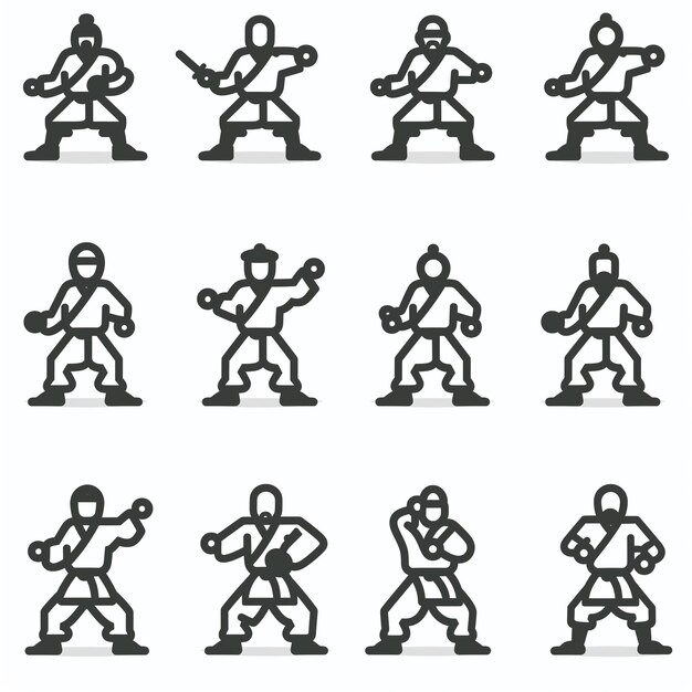 Photo a set of figurines with different images of a man playing a flute