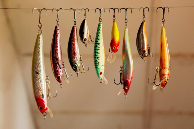 A set of fishing lures and equipment