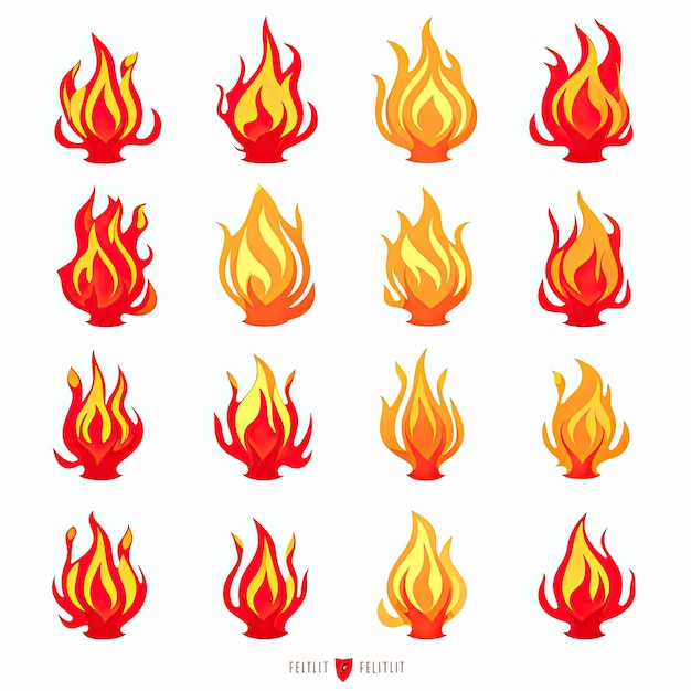 Photo set of flame icons vector illustration