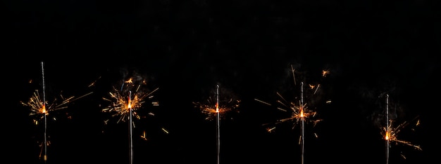 Set of flaming sparklers