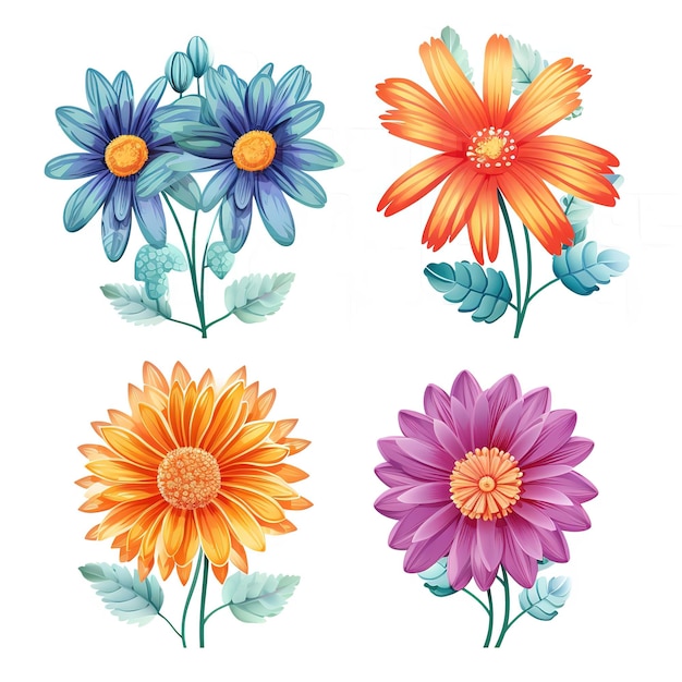 set of flat illustration flowers