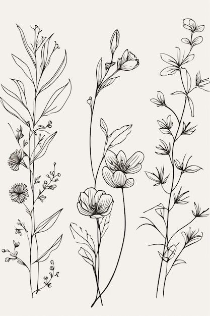 A set of flowers on a beige background.