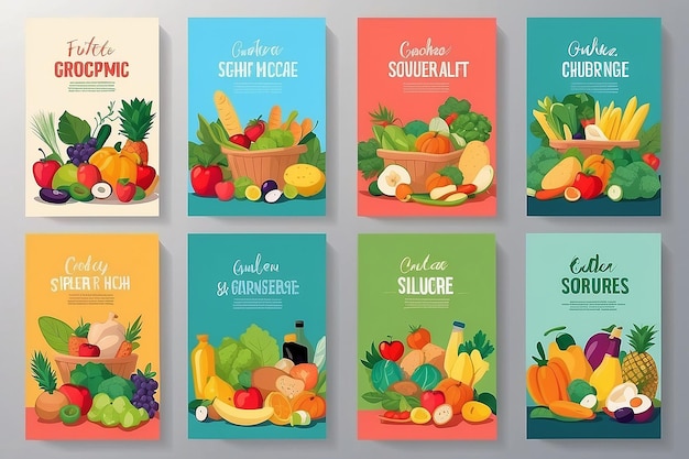 Photo set of flyers with groceries grocery store shopping supermarket