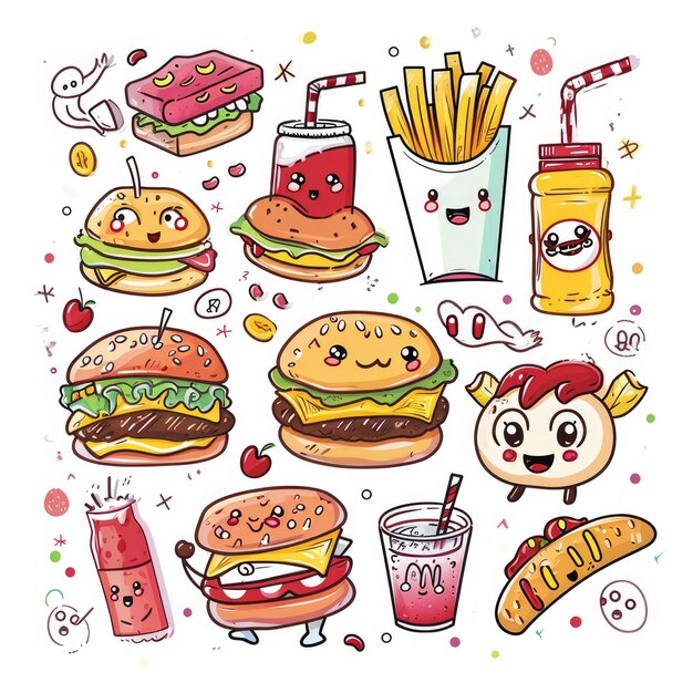 Cartoon Food Drawing Images - Free Download on Freepik