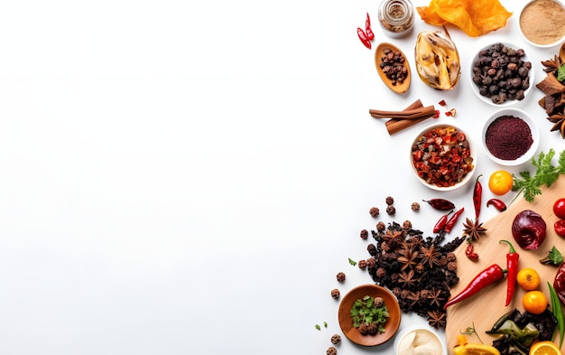 A set of food on a white background.