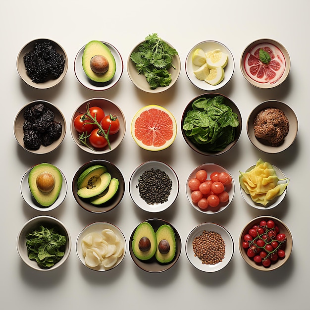 Set of food on white background