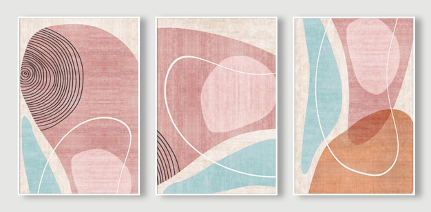 A set of four abstract art paintings with different colors.