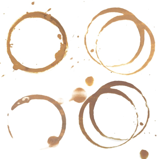 Set of four coffee stains