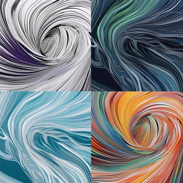 A set of four colorful waves in different colors.