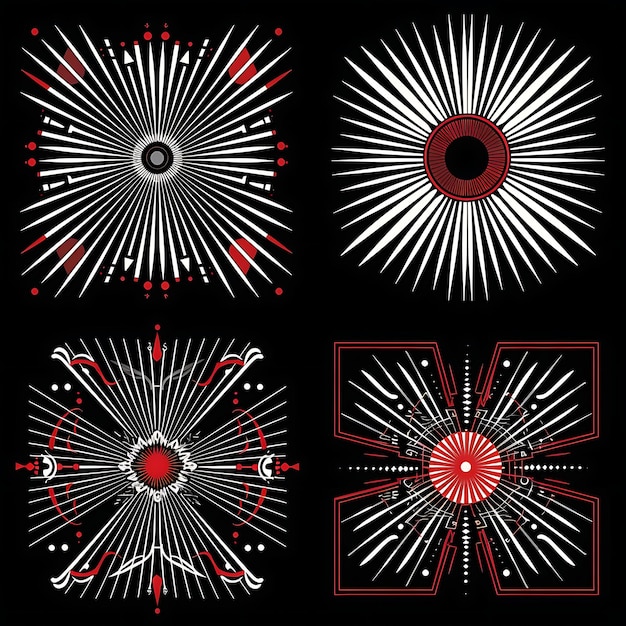 Photo a set of four different designs with a circle and a circle of light in the middle