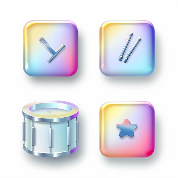 Photo a set of four different icons with different colors and shapes