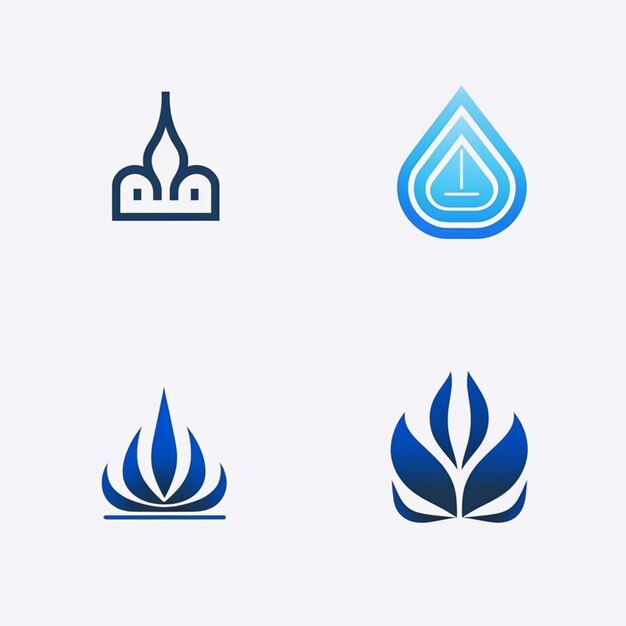 Photo a set of four different logos with a water drop and a clock generative ai