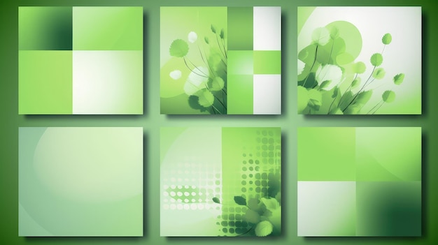 Photo a set of four green and white abstract designs