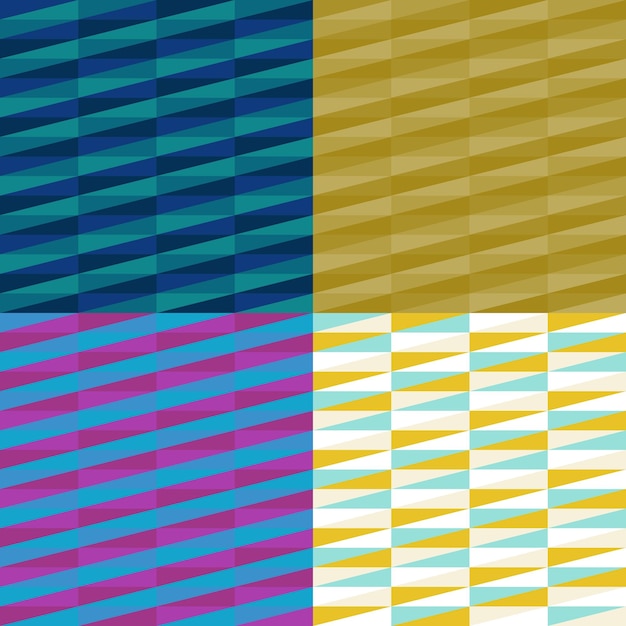 Set four seamless backgrounds Triangular color pattern