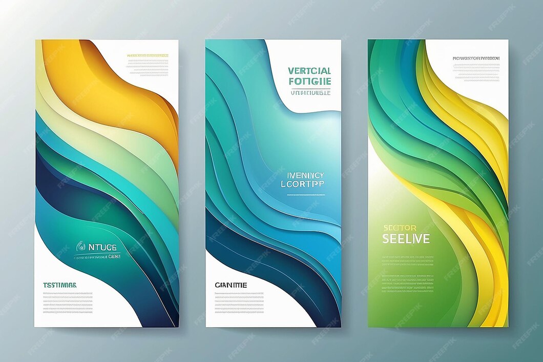 Premium Photo Set of four vertical brochure templates with modern and Premium Photo Set of four vertical brochure templates with modern and