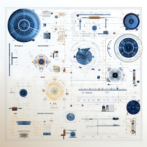 A set frame of blueprint tracing paper semi transparent white color tracing 2d flat on white bg art