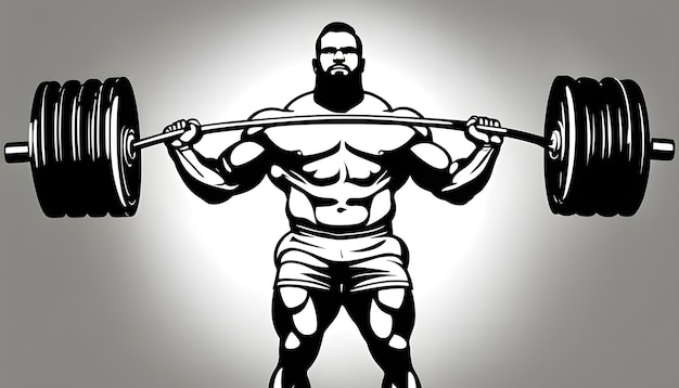 Photo set frame dark outline of a power lifter competitor in a standing position