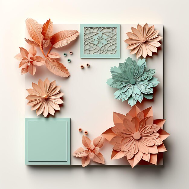 A set frame of retro greeting card paper with a pastel color palette emboss 2d flat on white bg art