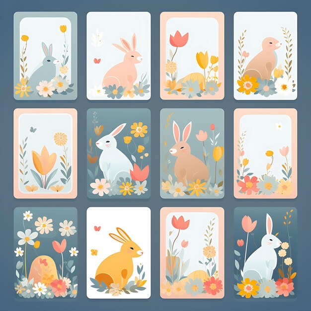 A Set of Frame Vector Simple Creative For Phone Cover Design And Stickers Cute Animal With Natural