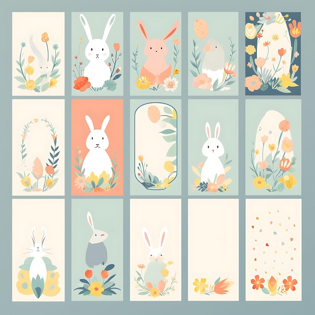 A Set of Frame Vector Simple Creative For Phone Cover Design And Stickers Cute Animal With Natural