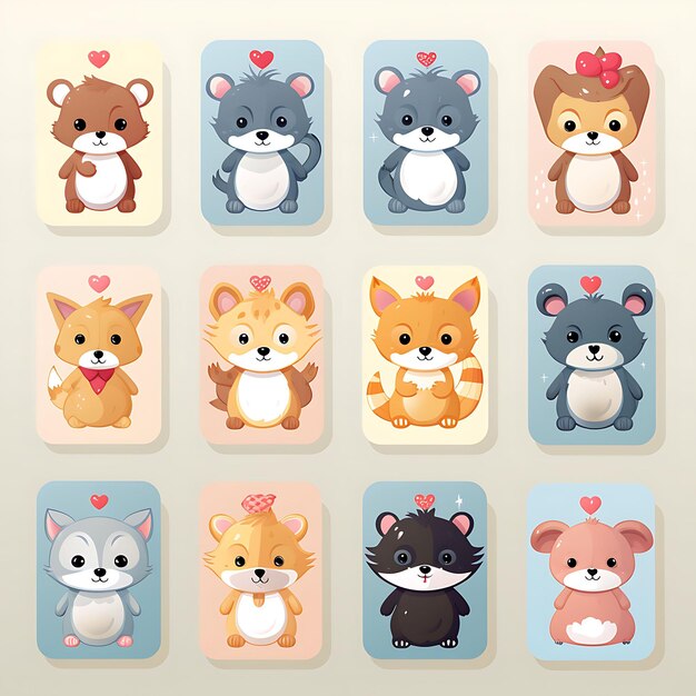 A Set of Frame Vector Simple Creative For Phone Cover Design And Stickers Cute Animal With Natural