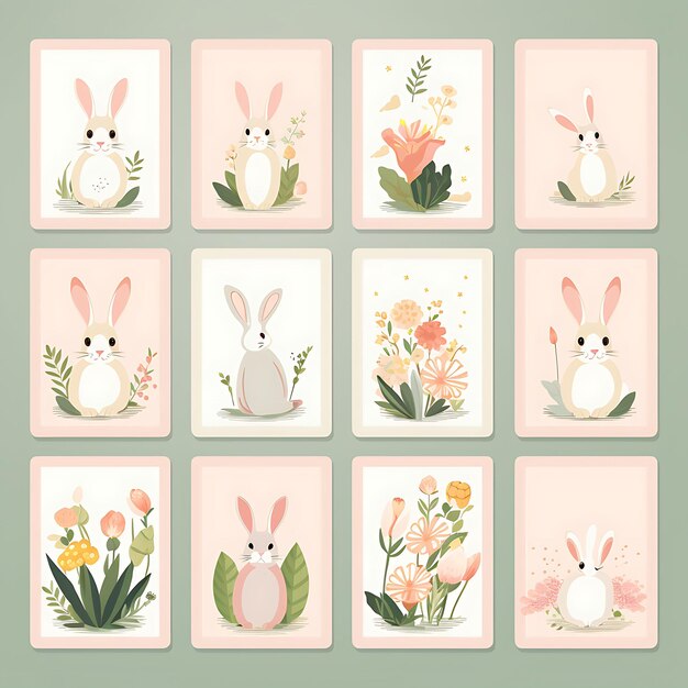 A Set of Frame Vector Simple Creative For Phone Cover Design And Stickers Cute Animal With Natural