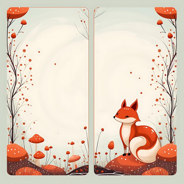 A set of frame vector simple creative for phone cover design and stickers cute animal with natural