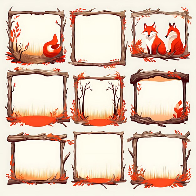 A Set of Frame Vector Simple Creative For Phone Cover Design And Stickers Cute Animal With Natural