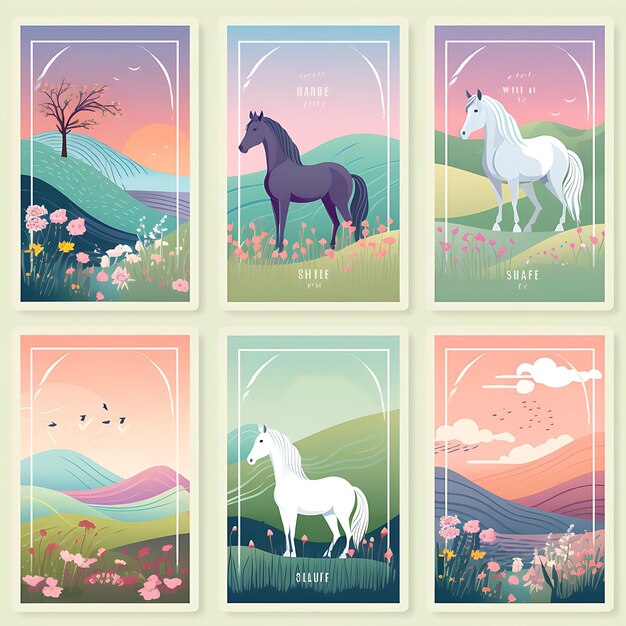 A set of frame vector simple creative for phone cover design and stickers cute animal with natural