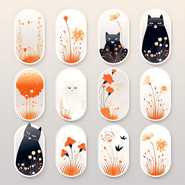 A set of frame vector simple creative for phone cover design and stickers cute animal with natural