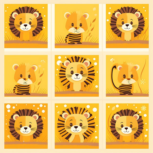 A set of frame vector simple creative for phone cover design and stickers cute animal with natural